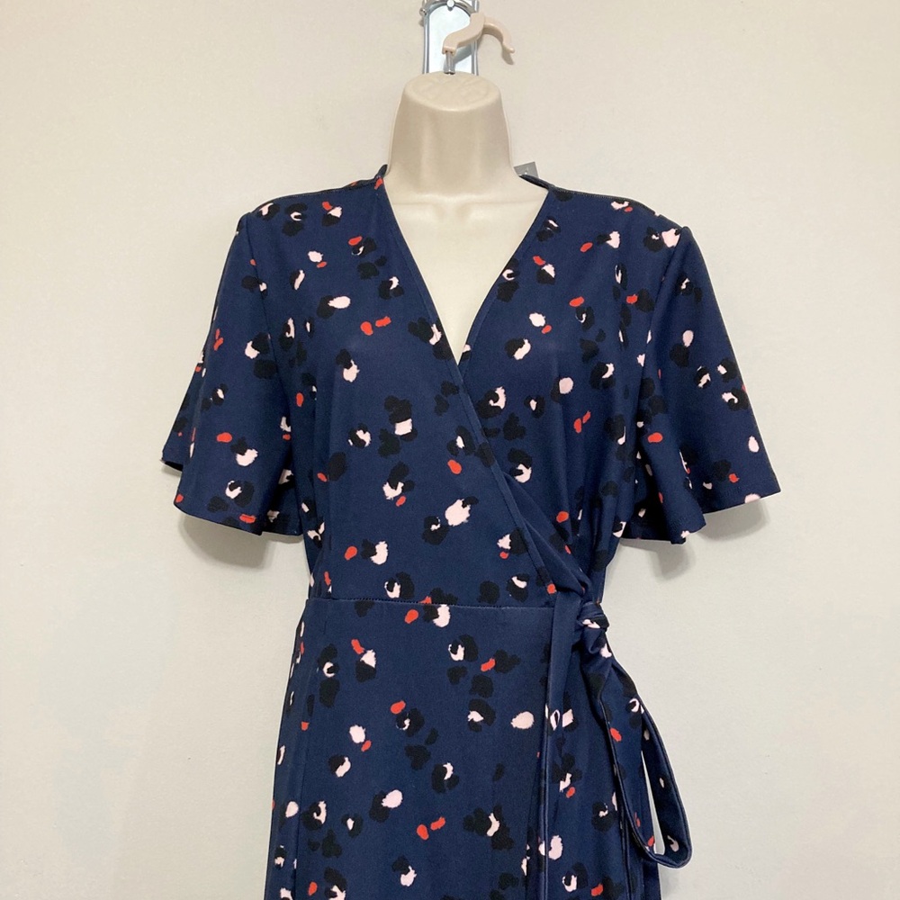 The Limited Navy Blue Maxi Dress With Colorful Leopard Print, NWT, Size XL, Wrap